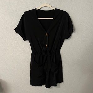black romper with front tie